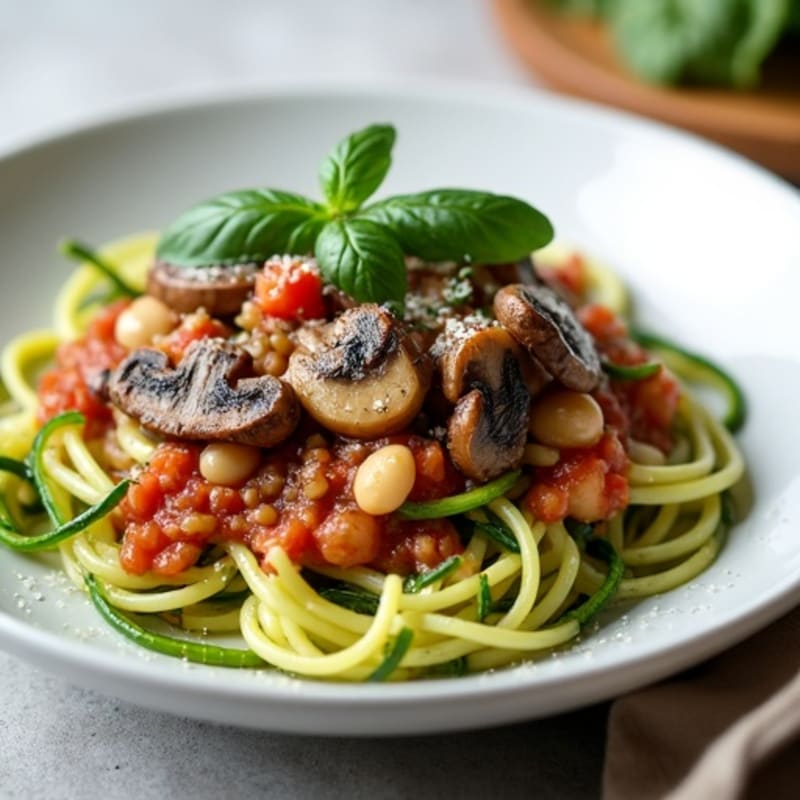 Rich Herb Mushroom Ragu with Silky Zucchini Noodles