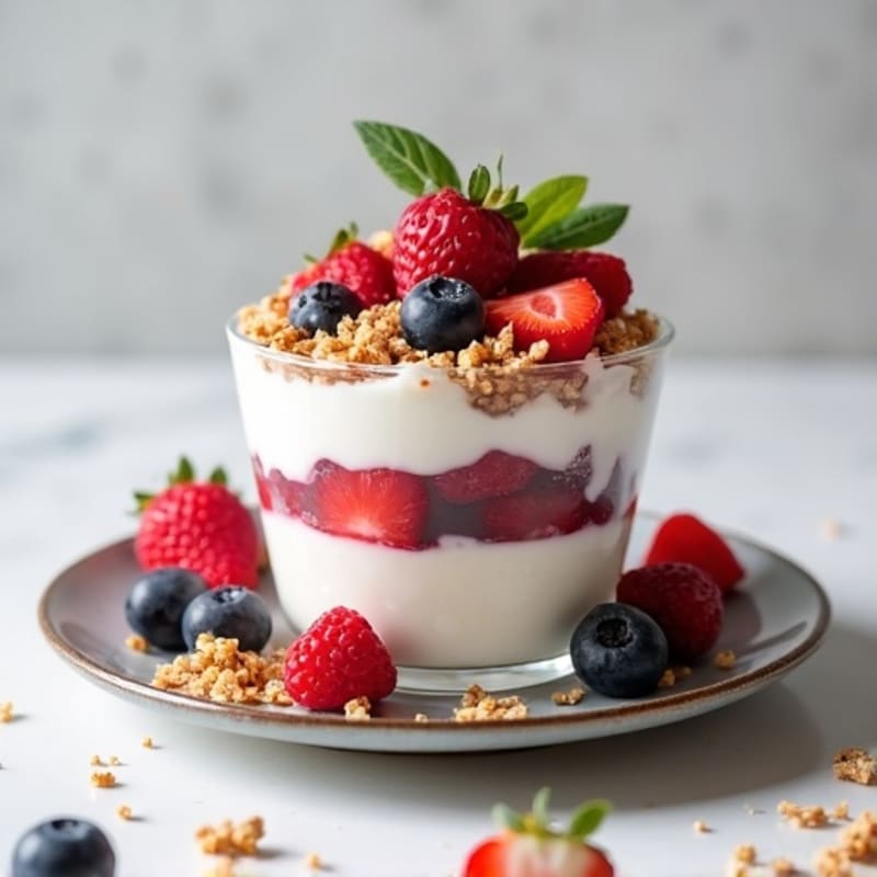 Greek Yogurt Protein Parfait with Mixed Berries