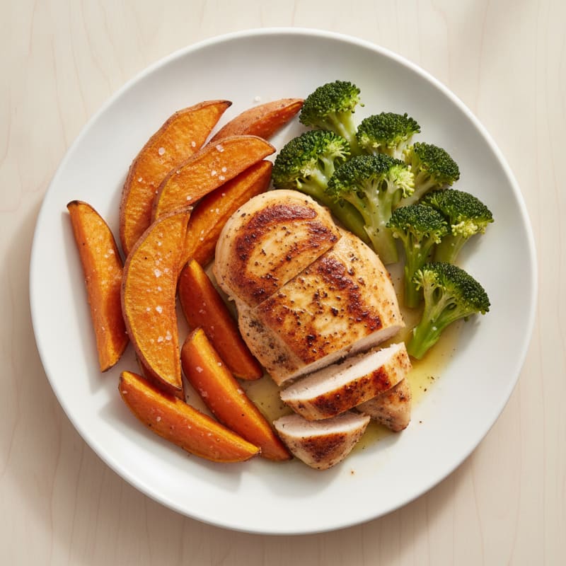 Pan-Seared Chicken with Sweet Potato Wedges