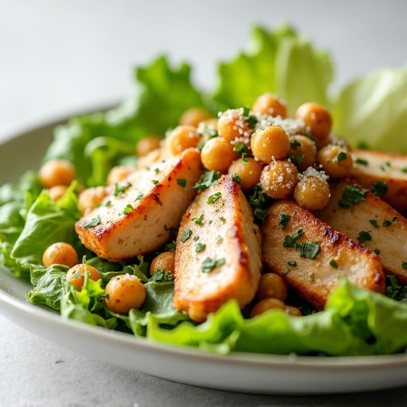 Herb-Grilled Chicken Caesar with Crispy Chickpea Croutons