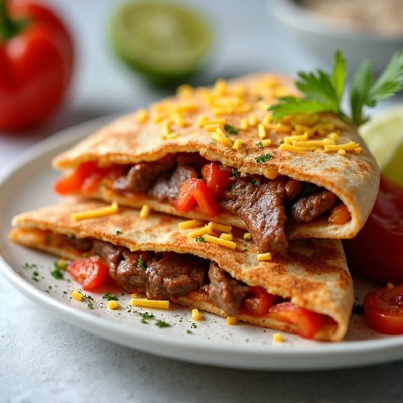 Spicy Lime Steak Quesadillas with Bell Peppers