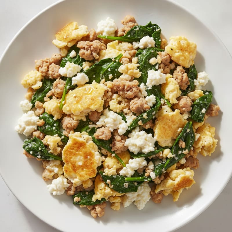 Cottage Cheese Scramble with Spinach and Turkey