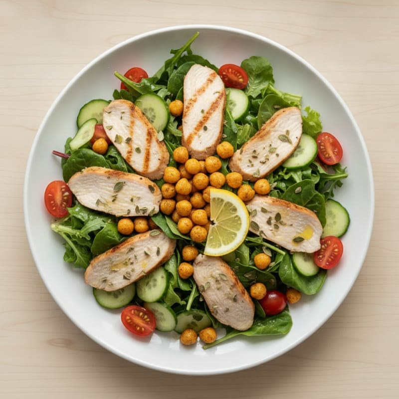 Grilled Turkey Breast Salad with Crunchy Chickpeas