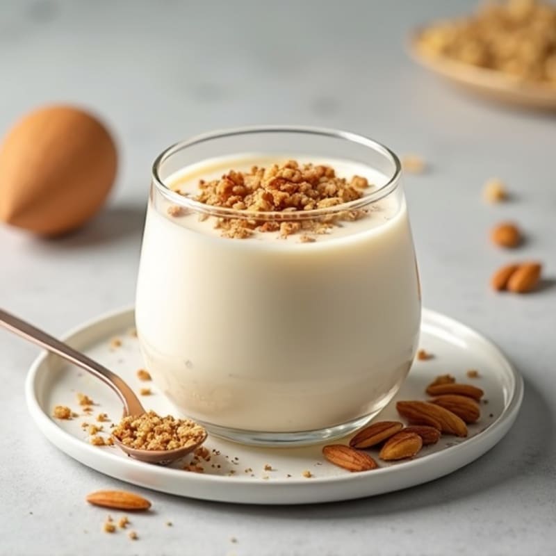 Creamy Vanilla Protein Pudding with Crunchy Almond Topping