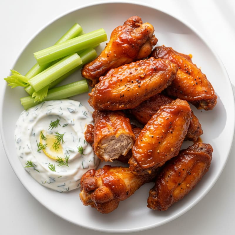 Spicy BBQ Chicken Wings with Ranch