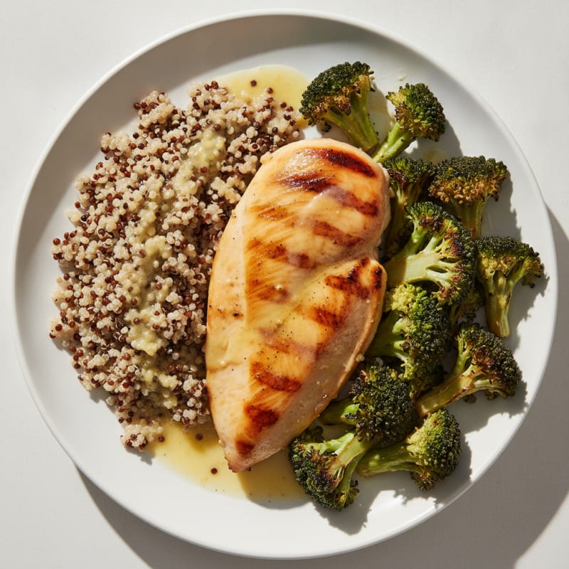 Grilled Chicken Breast with Roasted Broccoli and Quinoa