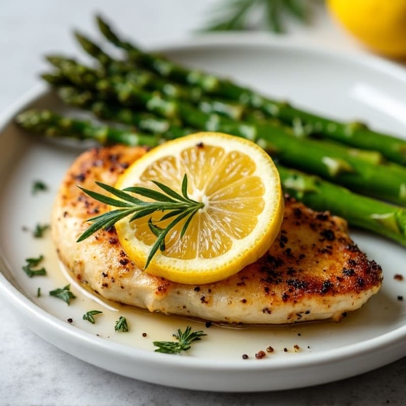 Pan-Seared Lemon Herb Chicken with Roasted Asparagus