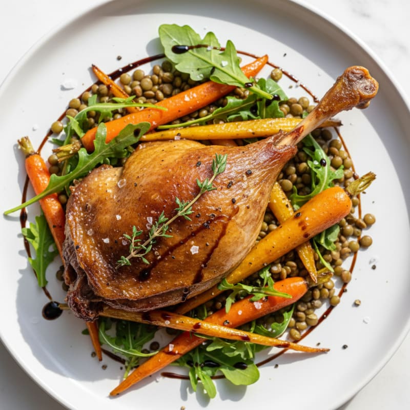Crispy Duck Confit with Roasted Root Vegetables