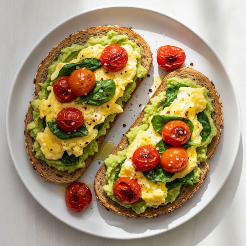 Avocado and Egg Toast with Roasted Tomatoes