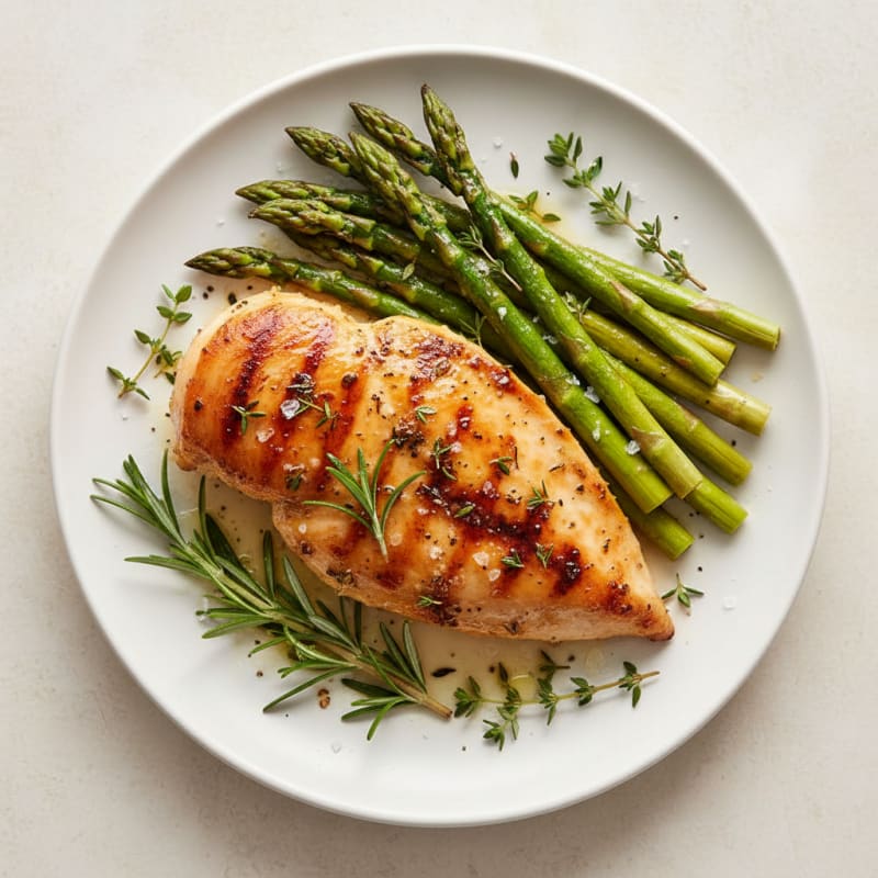 Garlic Herb Roasted Chicken with Asparagus