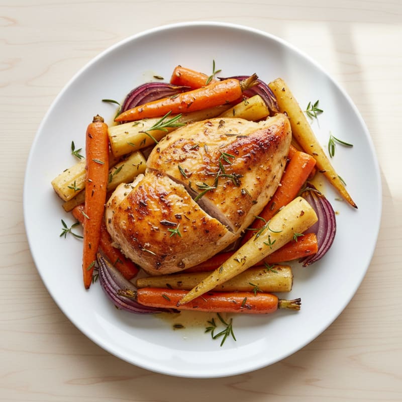 Garlic Herb Roasted Chicken with Root Vegetables