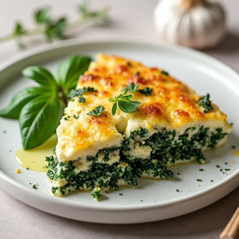 Savory Baked Cottage Cheese and Spinach with Garlic and Herbs