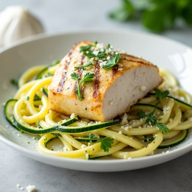 Lightened-Up Creamy Chicken Alfredo with Zucchini Noodles