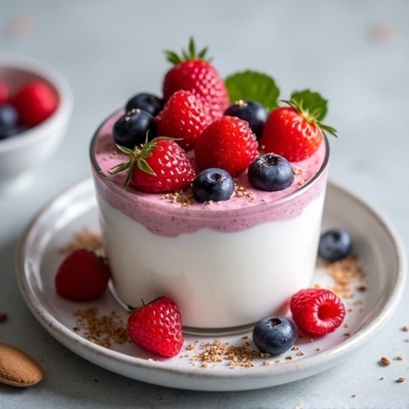 Greek Yogurt Protein Pudding with Mixed Berries