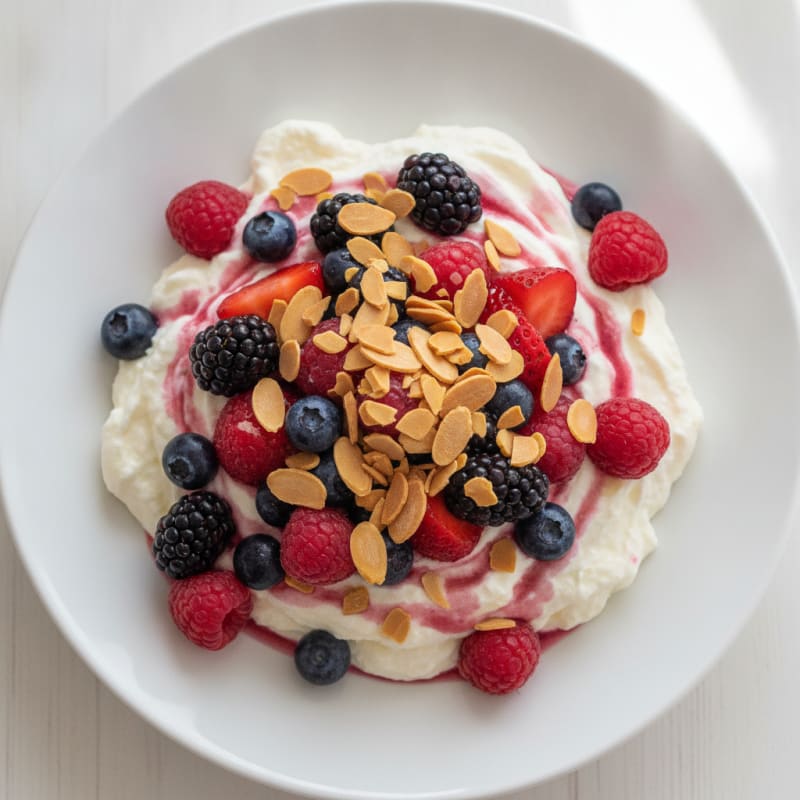 Silky Greek Yogurt Protein Mousse with Mixed Berries