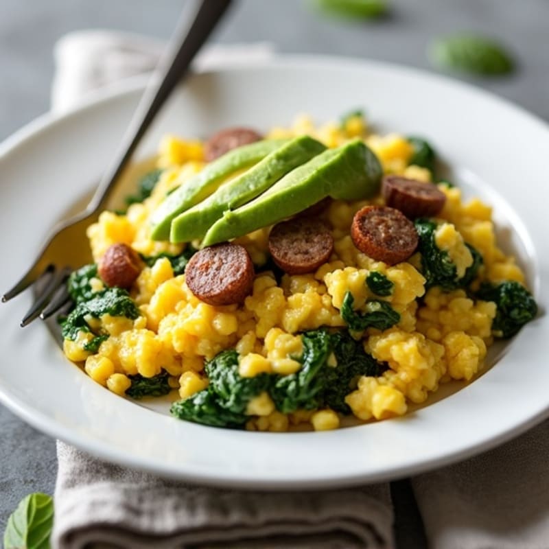 Egg White Scramble with Spinach and Turkey Sausage