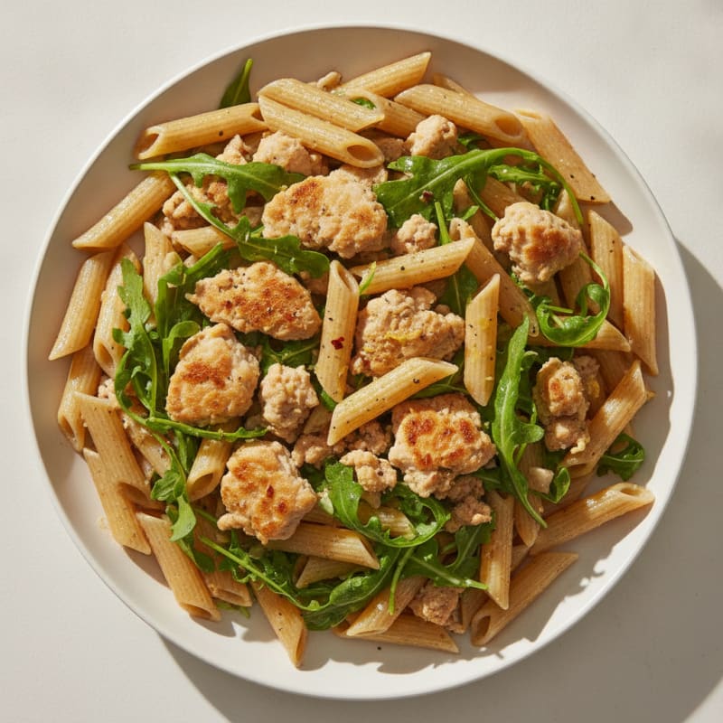 Ground Chicken Arugula Pasta