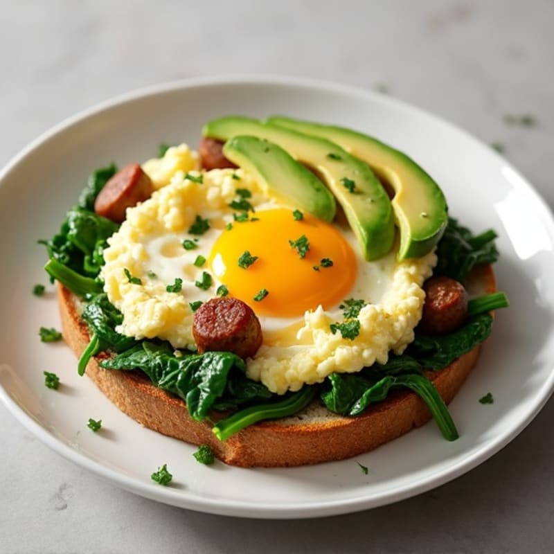 Egg White Scramble with Turkey Sausage and Spinach