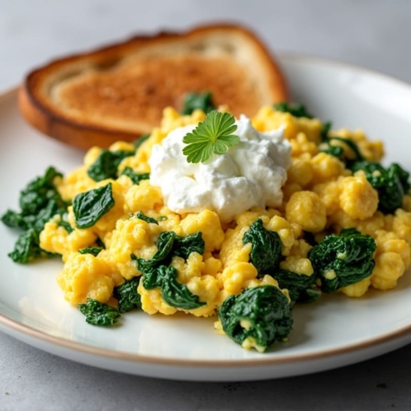 Egg White Scramble with Spinach and Cottage Cheese
