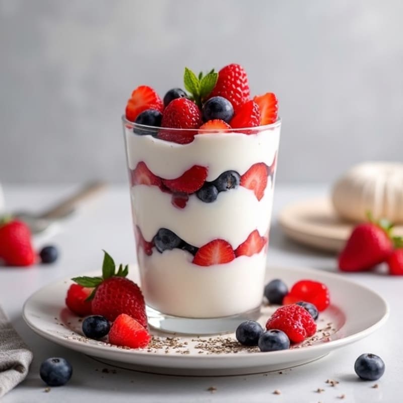 Greek Yogurt Protein Parfait with Berries and Chia Seeds