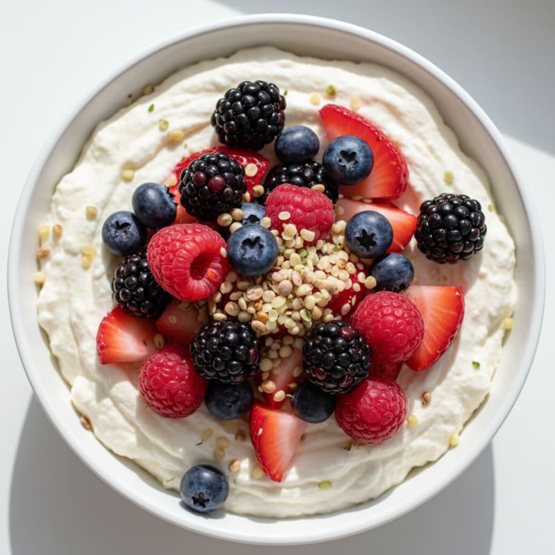 Greek Yogurt Protein Mousse with Mixed Berries