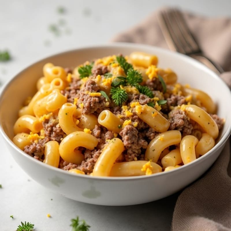 Lean Ground Beef and Creamy Cheddar Whole Wheat Macaroni