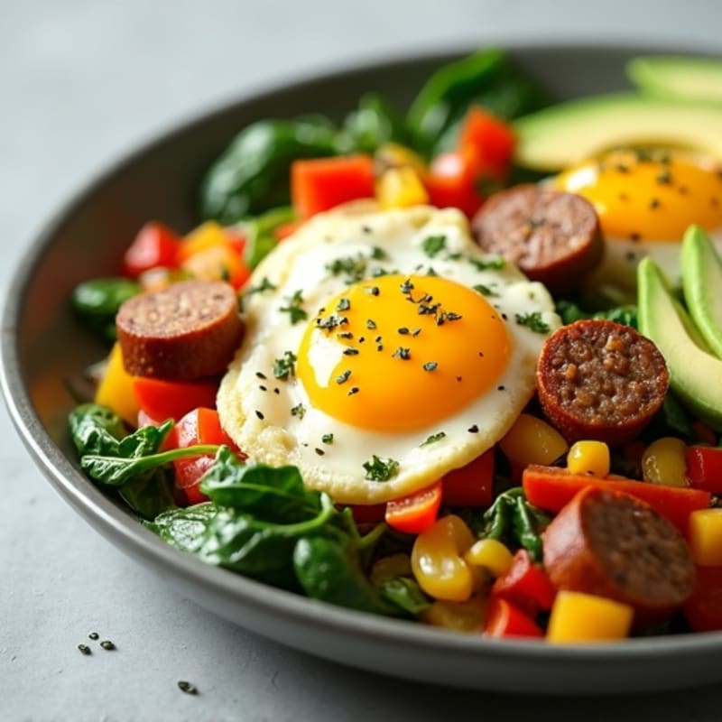 Egg White Veggie Scramble with Turkey Sausage