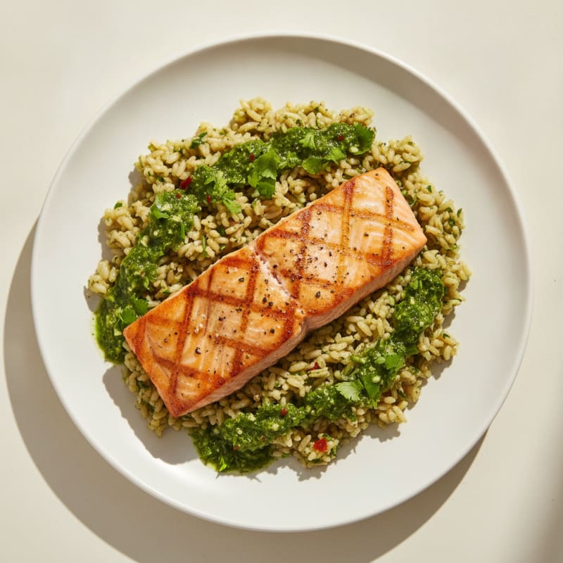 Pan-Seared Salmon with Chimichurri Rice