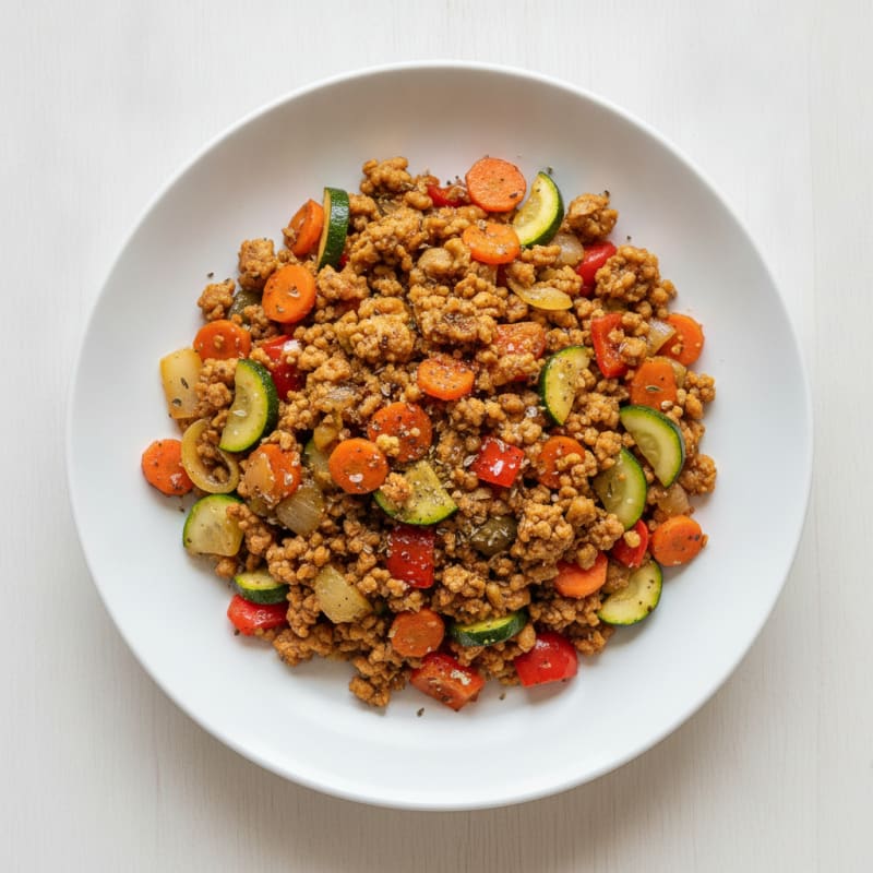 Savory Soya Mince with Garden Vegetables
