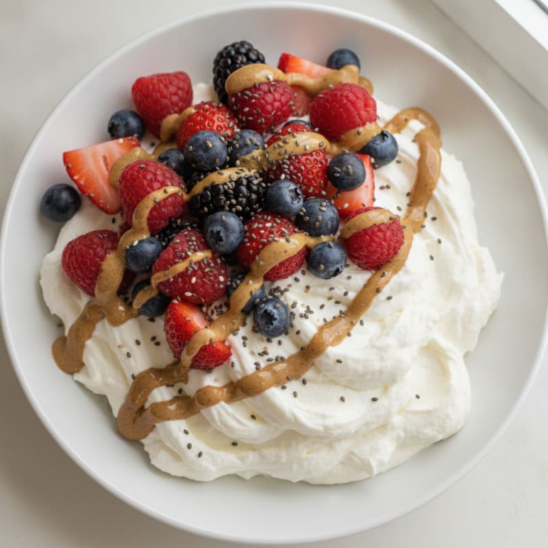 Silky Greek Yogurt Protein Mousse with Mixed Berries