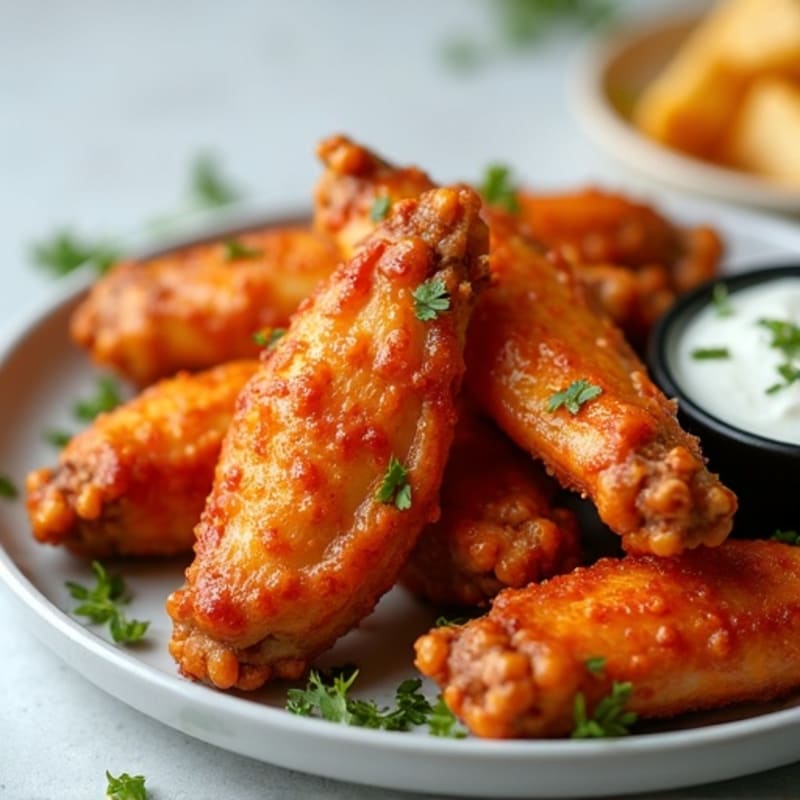 Crispy Baked Buffalo Chicken Wings with Blue Cheese Dip