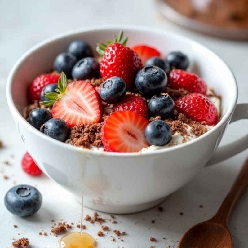 High-Protein Yogurt Bowl with Chocolate Protein Powder and Fresh Berries