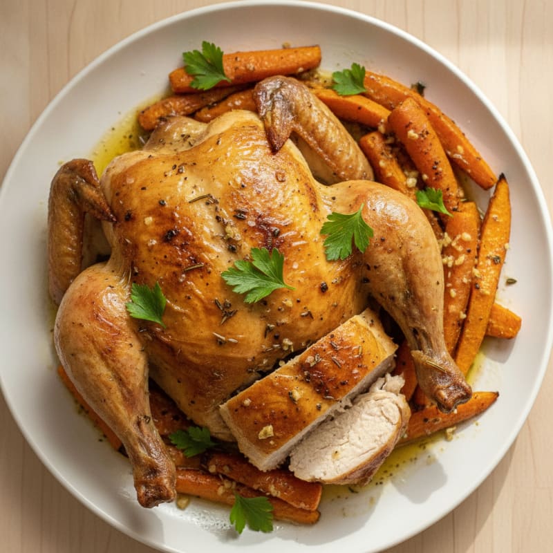 Garlic Herb Roasted Chicken with Root Vegetables