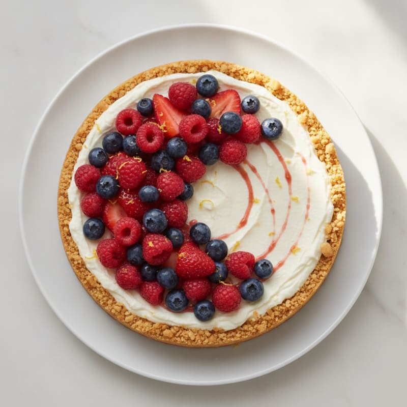 Greek Yogurt Protein Cheesecake with Mixed Berries