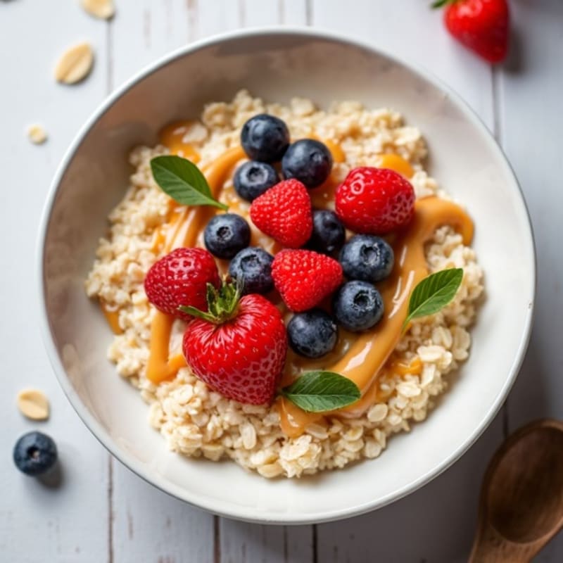 Egg White Oatmeal with Fresh Berries and Almond Butter