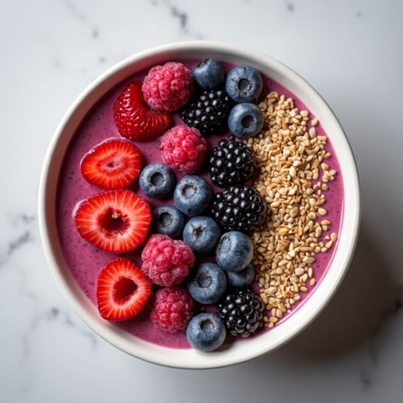 Silken Tofu Protein Smoothie Bowl with Hemp Seeds and Berries