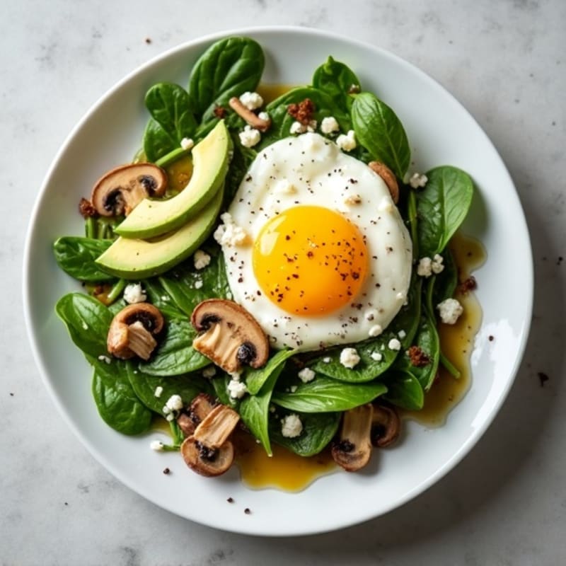 Egg White Spinach Scramble with Sautéed Mushrooms and Avocado