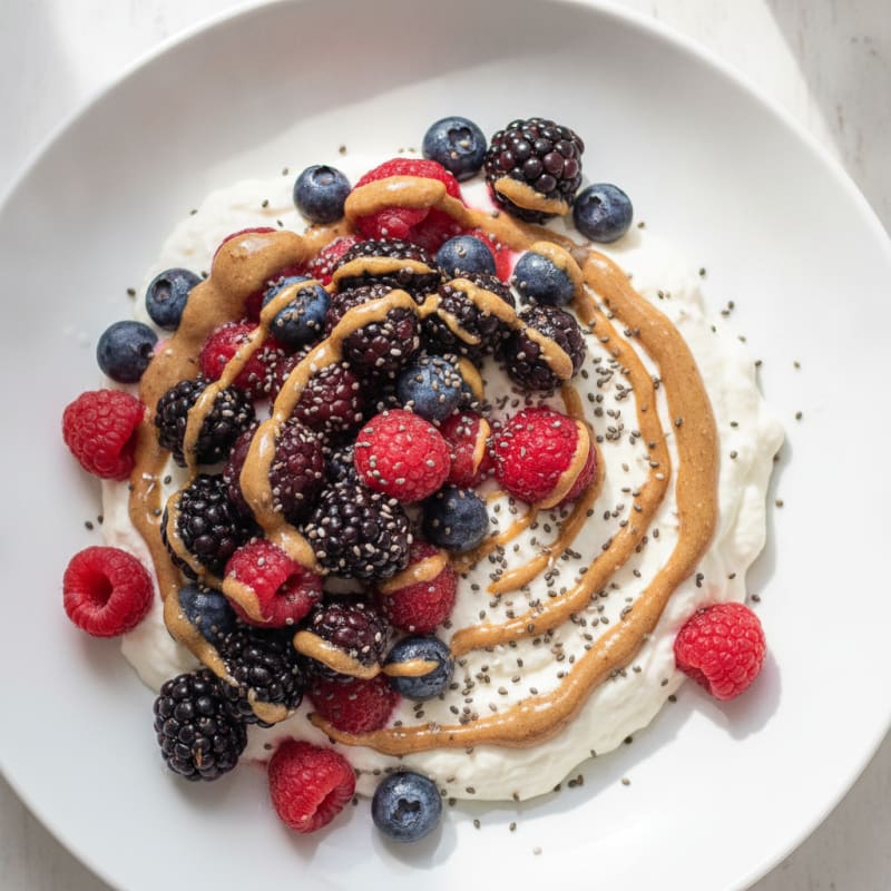 Silky Greek Yogurt Protein Mousse with Mixed Berries