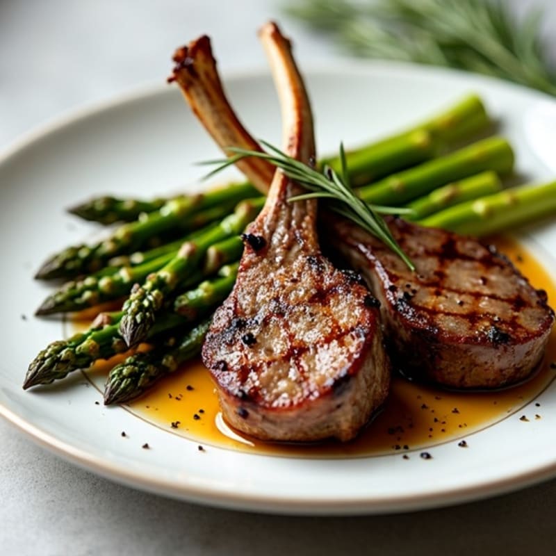Grilled Herb Lamb Chops with Crispy Roasted Asparagus