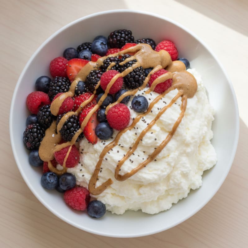 Greek Yogurt Protein Mousse with Mixed Berries