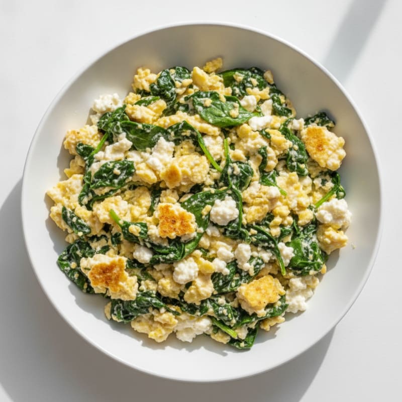 Egg White and Spinach Scramble with Cottage Cheese