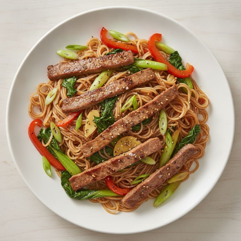 Garlic Steak with Rice Noodles