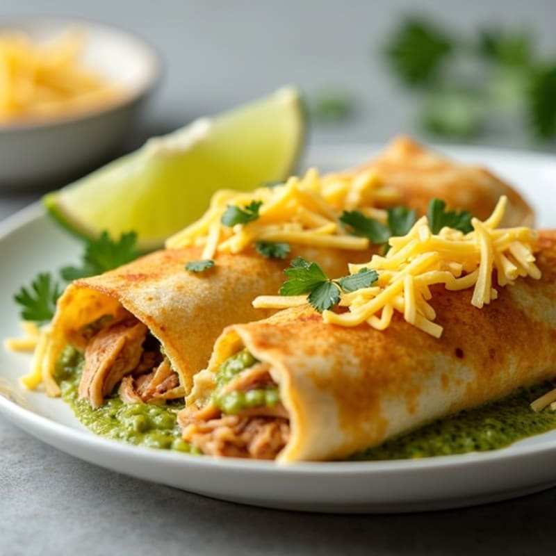 Salsa Verde Shredded Chicken Enchiladas