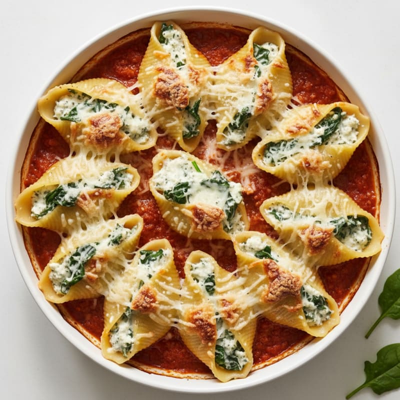 Baked Spinach Ricotta Stuffed Shells