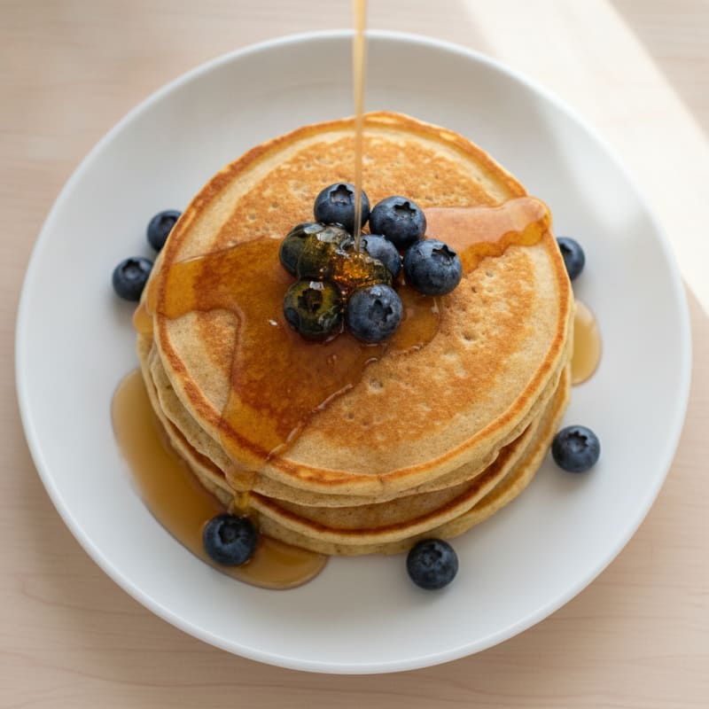 Fluffy Buttermilk Pancakes with Maple Syrup