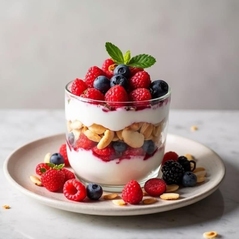 Greek Yogurt Protein Parfait with Berries and Almonds