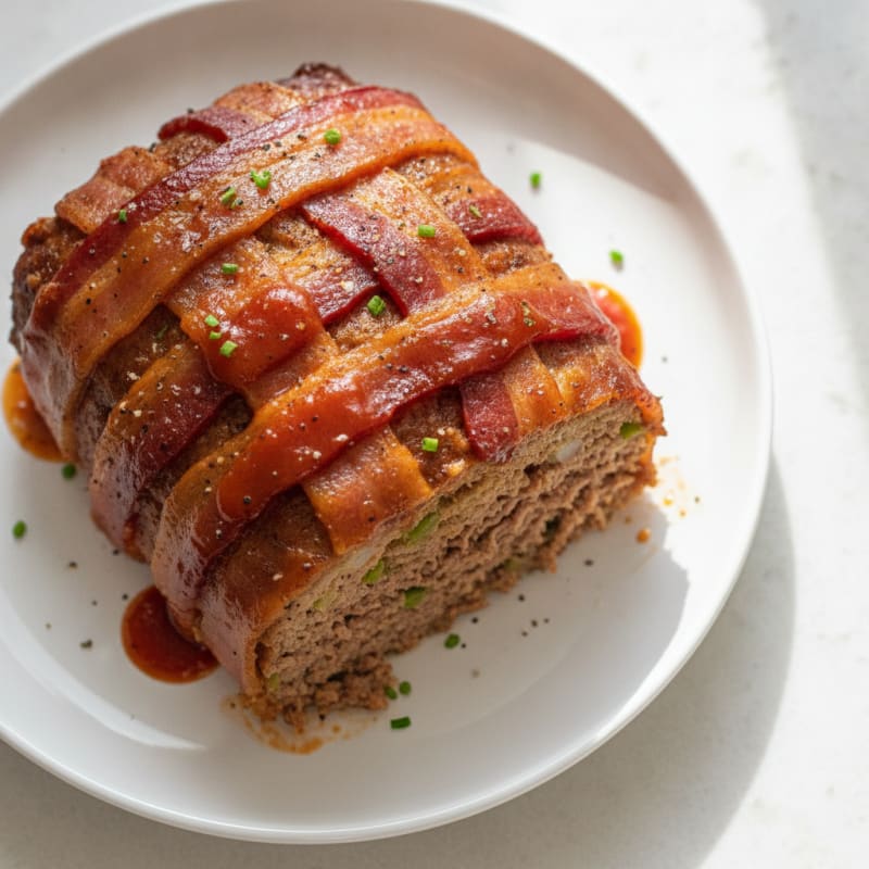 BBQ Bacon-Wrapped Meatloaf with Tangy Glaze