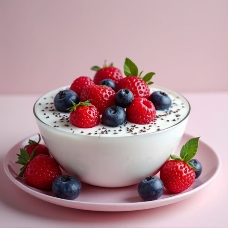 Silky Greek Yogurt Protein Pudding with Mixed Berries