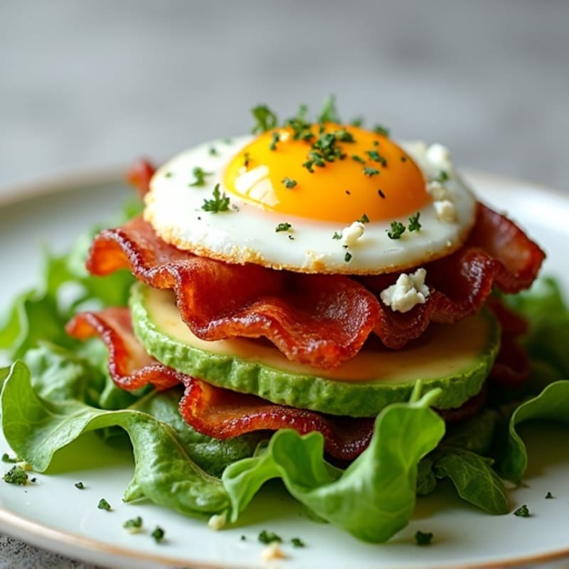 Crispy Turkey Bacon and Avocado Stack with Greens