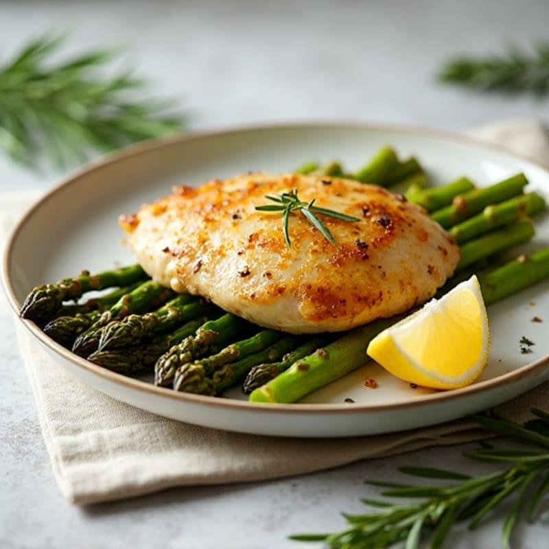 Lemon Herb Roasted Chicken with Crispy Roasted Asparagus